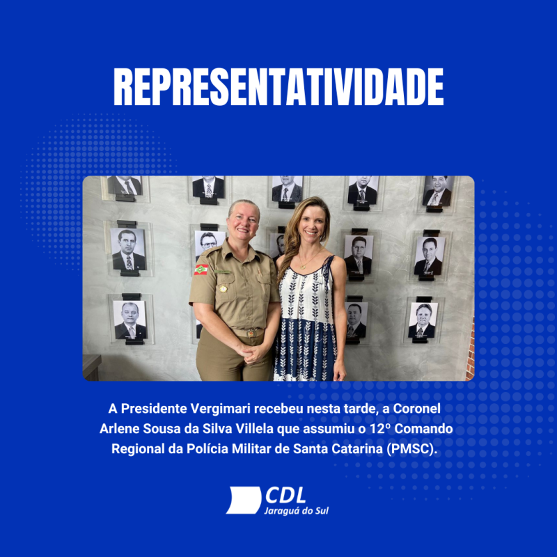 CDL recebe a Coronel Arlene Sousa da Silva Villela na entidade