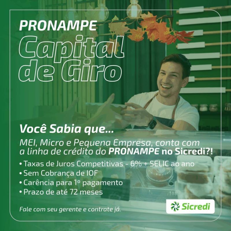 O parceiro Sicredi oferece linha de crédito PRONAMPE para MEI, Micro e Pequenas Empresas