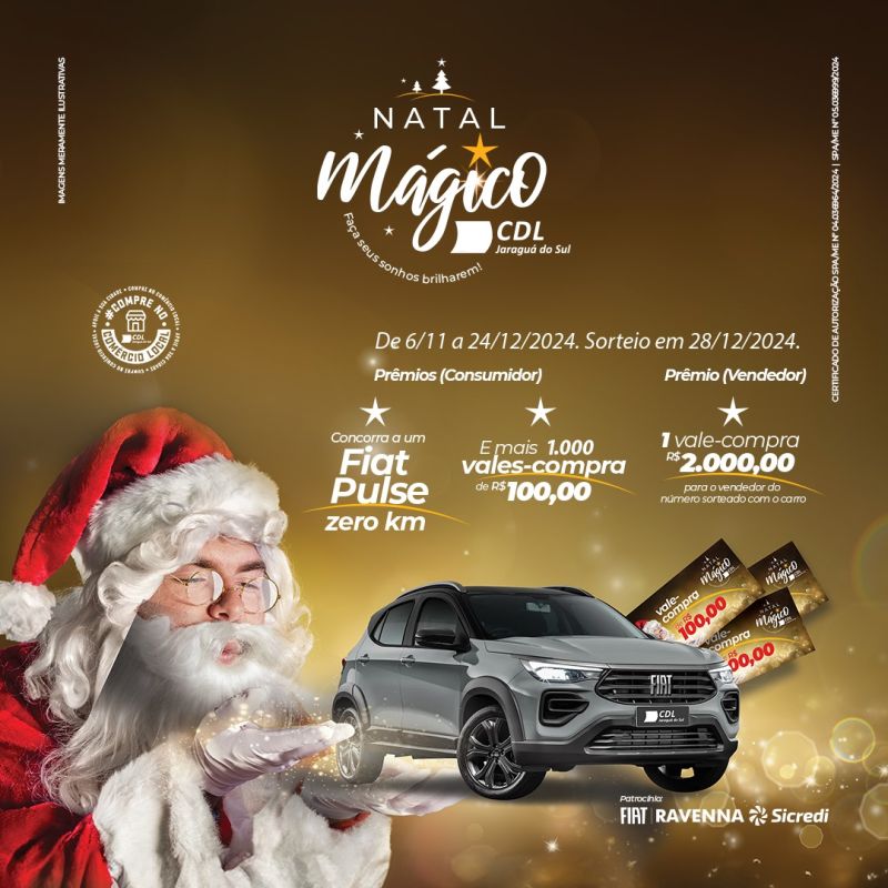 Promoção Natal Mágico 2024 da CDL Jaraguá do Sul entra em vigor no comércio local