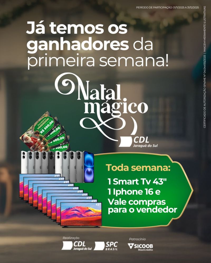 CDL Jaraguá do Sul divulga primeiros ganhadores da campanha Natal Mágico