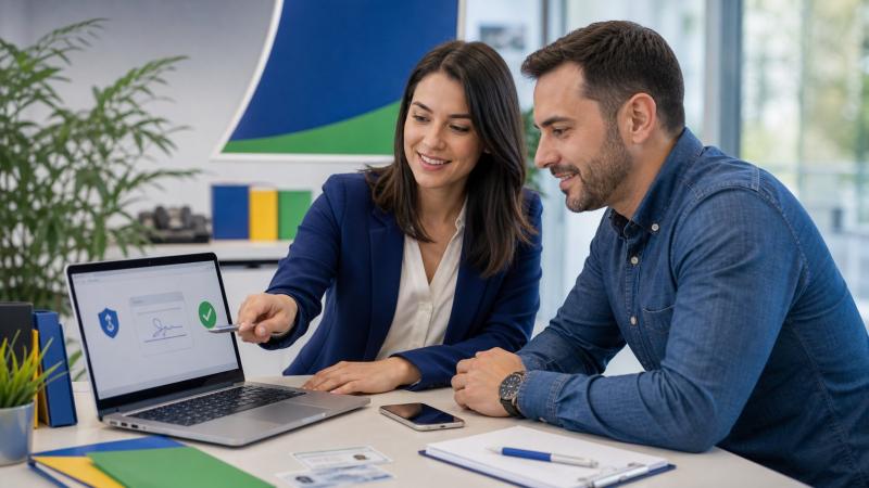Atendente orienta empresário durante emissão de certificado digital
