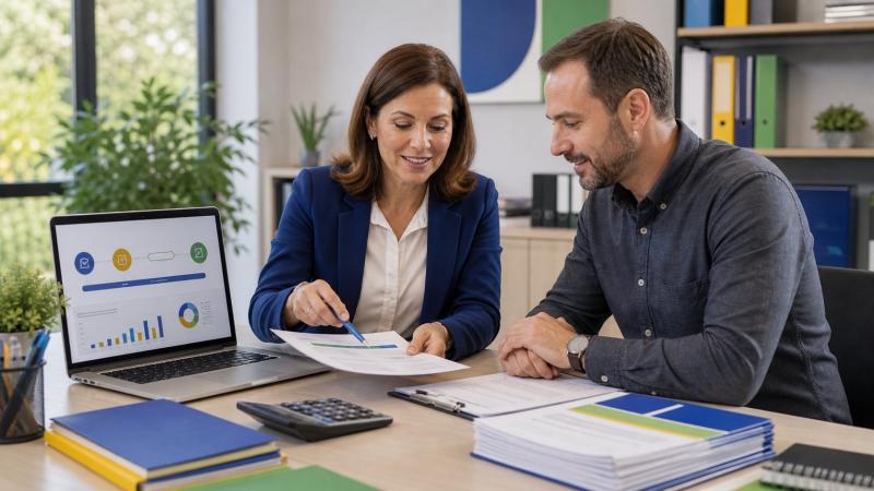 Consultor orienta empresária sobre documentos para recuperação de crédito